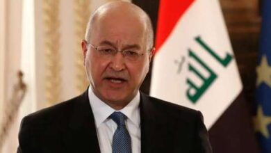 صورة الرئيس العراقي يدين استهداف مقر رئيس البرلمان
