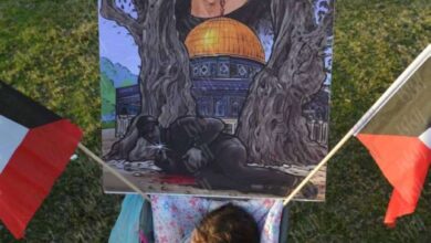 صورة تضامن كويتي في ساحة الإرادة مع مرابطي فلسطين
